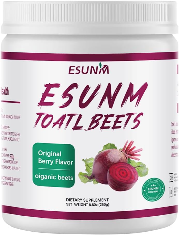 Organic Beet Root Powder Supplement for Men, Promotes Healthy Blood Pressure & Circulation - Berry Flavor