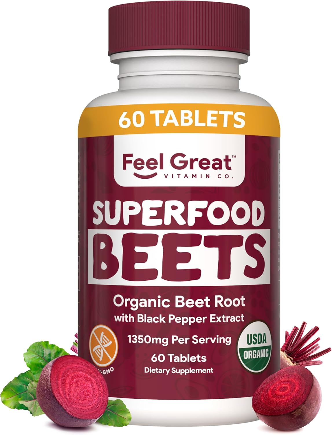 Organic Beet Root Powder Tablets | Nitric Oxide Supplement for Healthy Circulation & Natural Energy