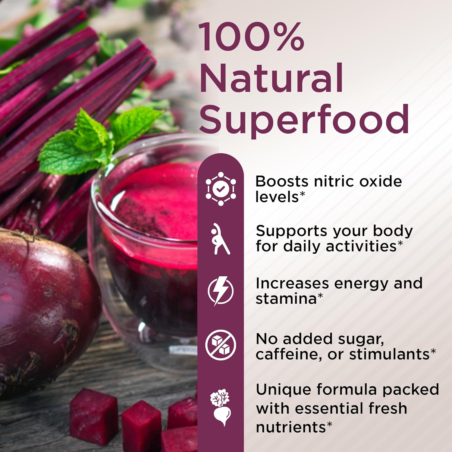 Organic Beet Root Powder with Elderberry and Pomegranate - Nitric Oxide Boost for Heart Health - Non-GMO Superfood Supplement with Natural Berry Flavor