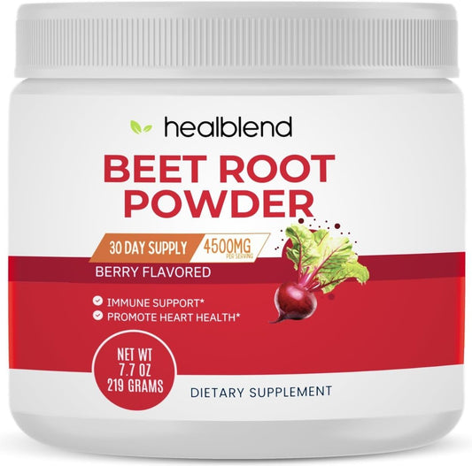 Organic Beet Root Powder with Raspberry & Acai - Berry Flavored Superfood Supplement with Vitamin C & Niacin - 30 Day Supply
