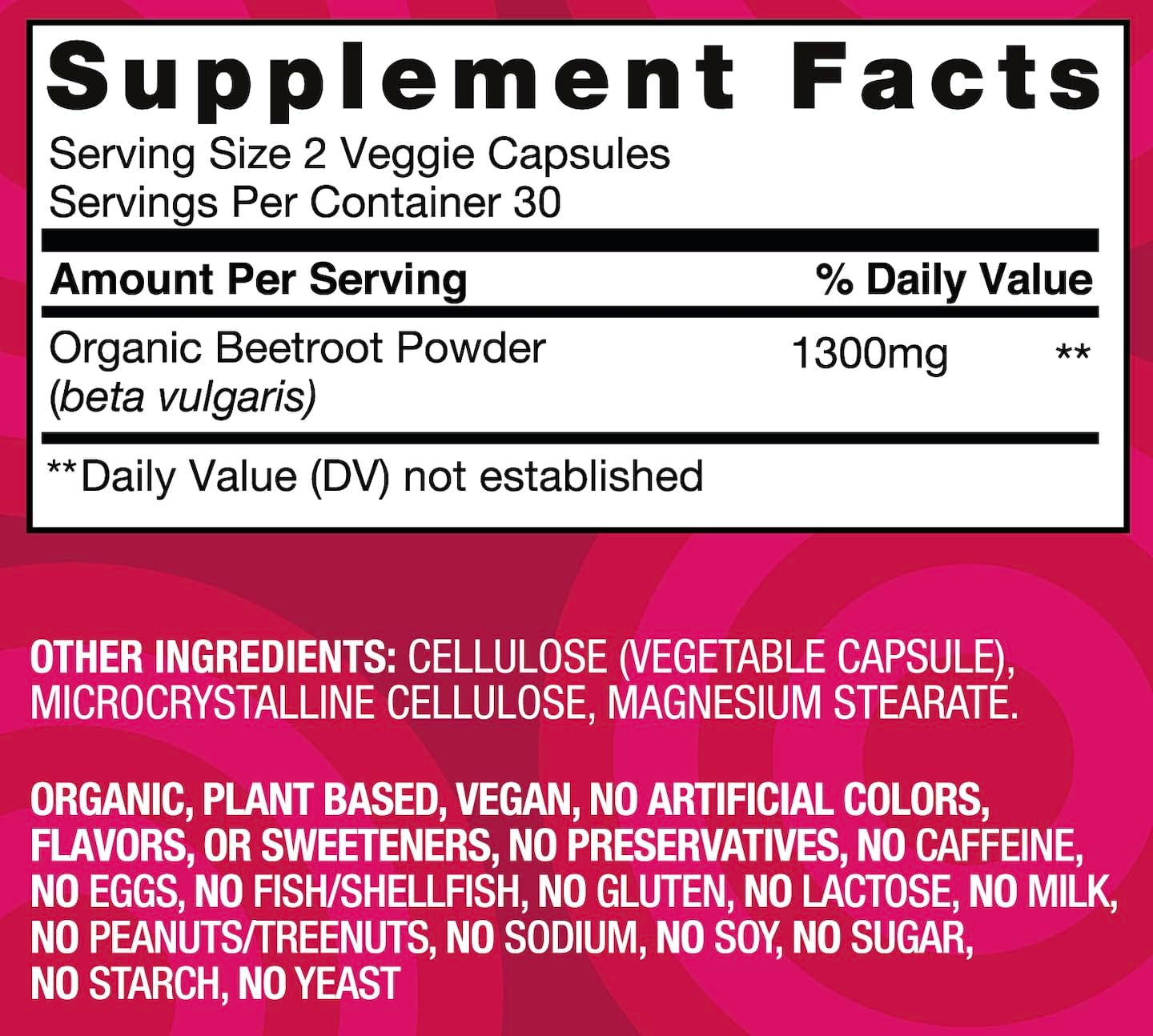 Organic Beet Root Supplement - 1300 mg - Natural Harvest of Nature