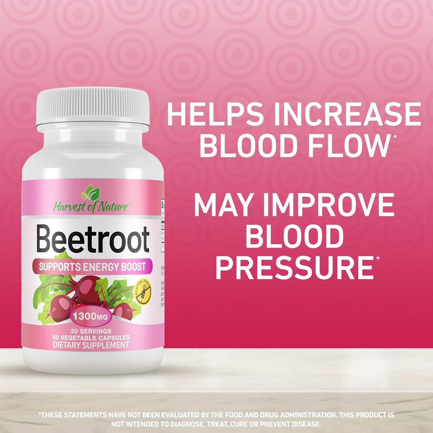 Organic Beet Root Supplement - 1300 mg - Natural Harvest of Nature
