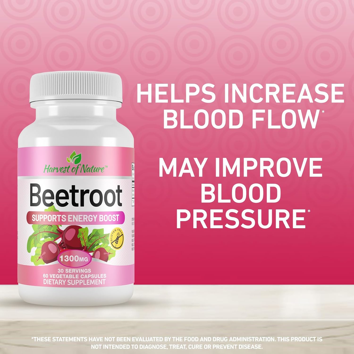 Organic Beet Root Supplement - 1300 mg - Natural Harvest of Nature