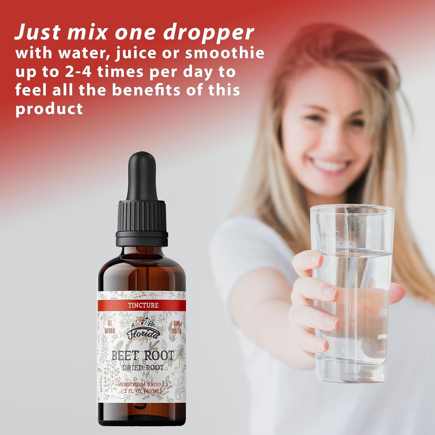 Organic Beet Root Tincture Supplement for Fast Absorption - Gluten-Free Liquid Extract, 2 Fl Oz - Florida Herbs