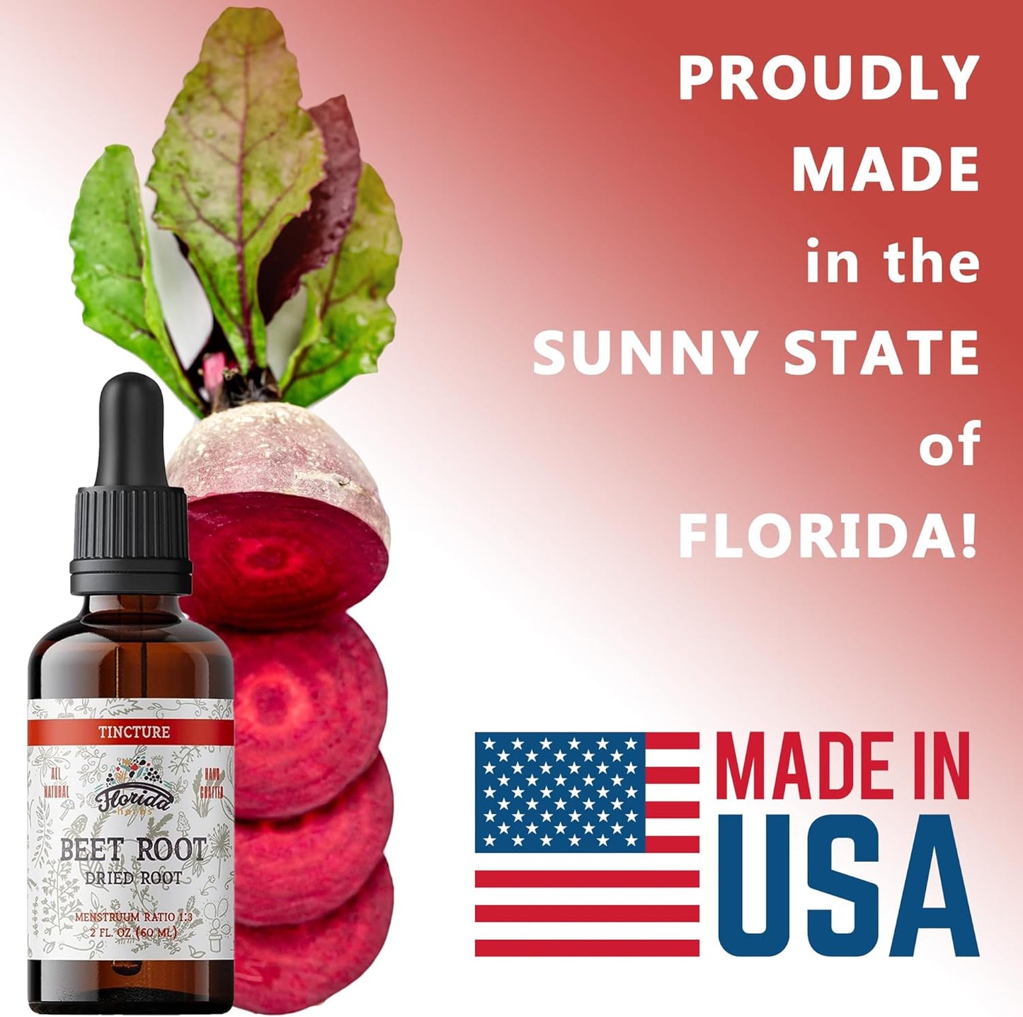 Organic Beet Root Tincture Supplement for Fast Absorption - Liquid Extract, Gluten-Free - 2 Fl Oz - Florida Herbs