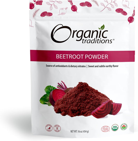 Organic Beetroot Powder - Vegan Non-GMO Superfood - 16oz Bag
