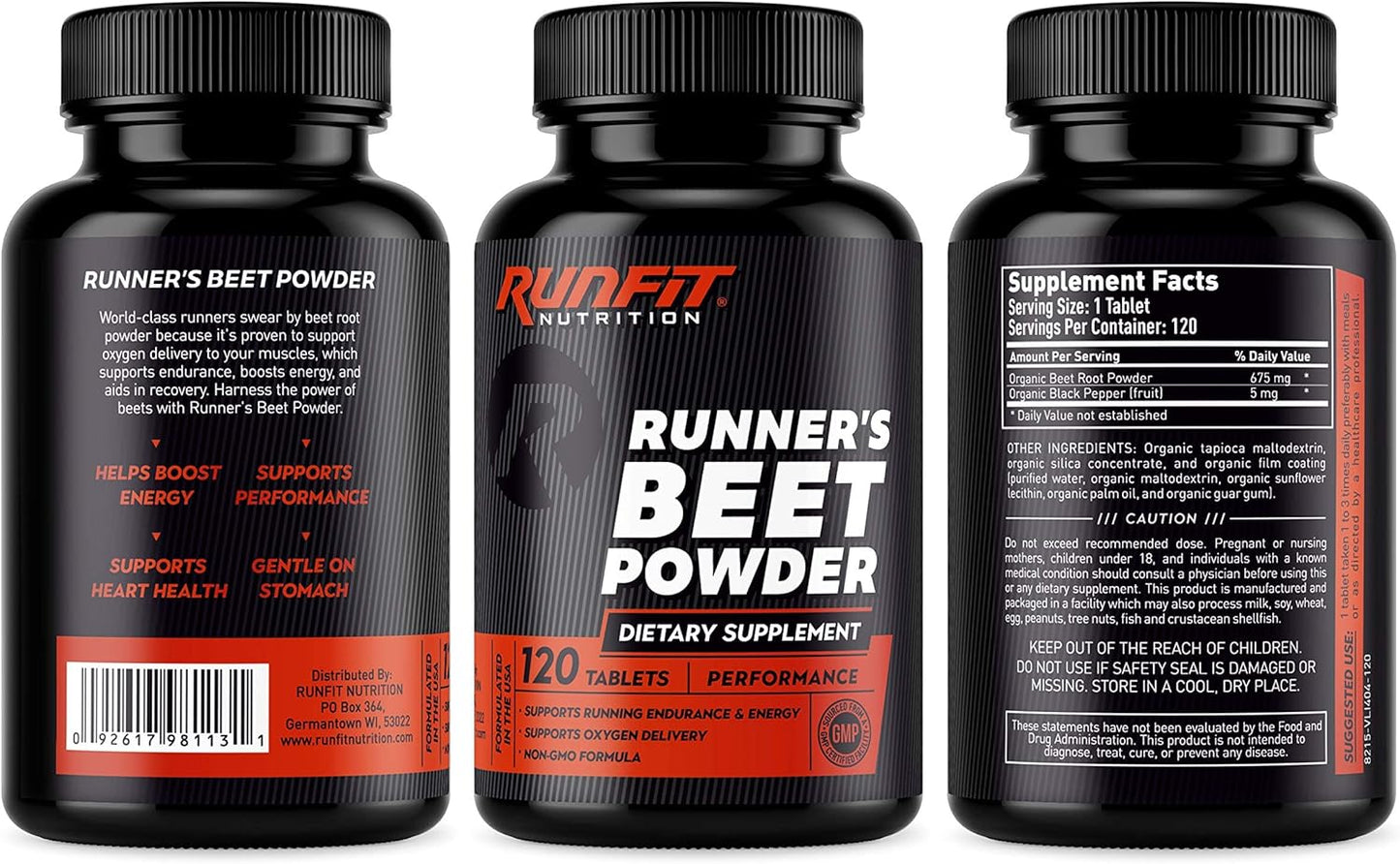 Organic Beetroot Powder Tablets for Runners - Boost Energy, Endurance, & VO2 Max - Natural & Long-Lasting - Run Faster & Longer - 120 Tablets