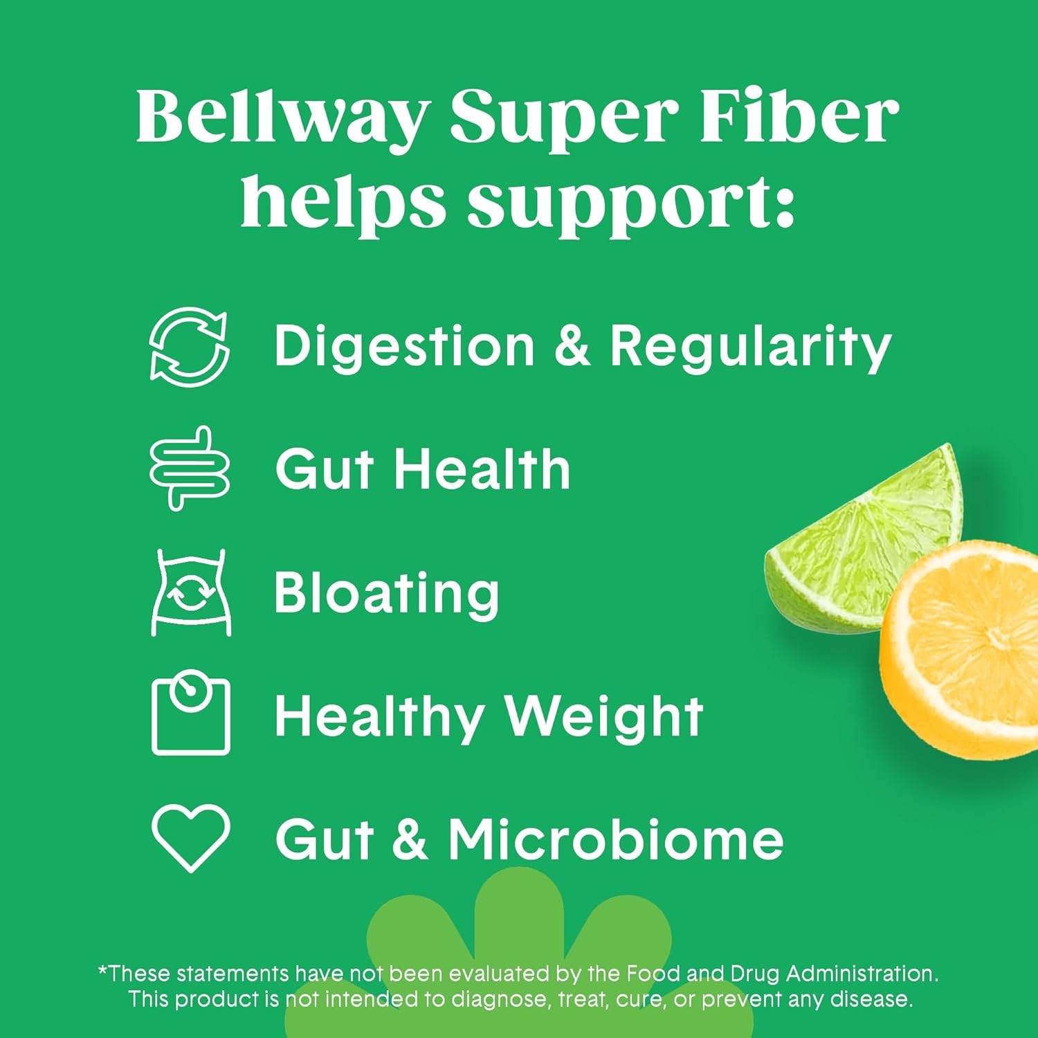 Organic Bellway Super Fiber Powder with Psyllium Husk & Fruit - Sugar Free, Non-GMO, Plant-Based Lemon Lime Supplement for Gut Health & Regularity