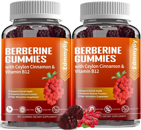 Organic Berberine Gummies with Ceylon Cinnamon - 1500mg Sugar-Free Supplement for Immune Support, Metabolism, and Energy - Men & Women's Health