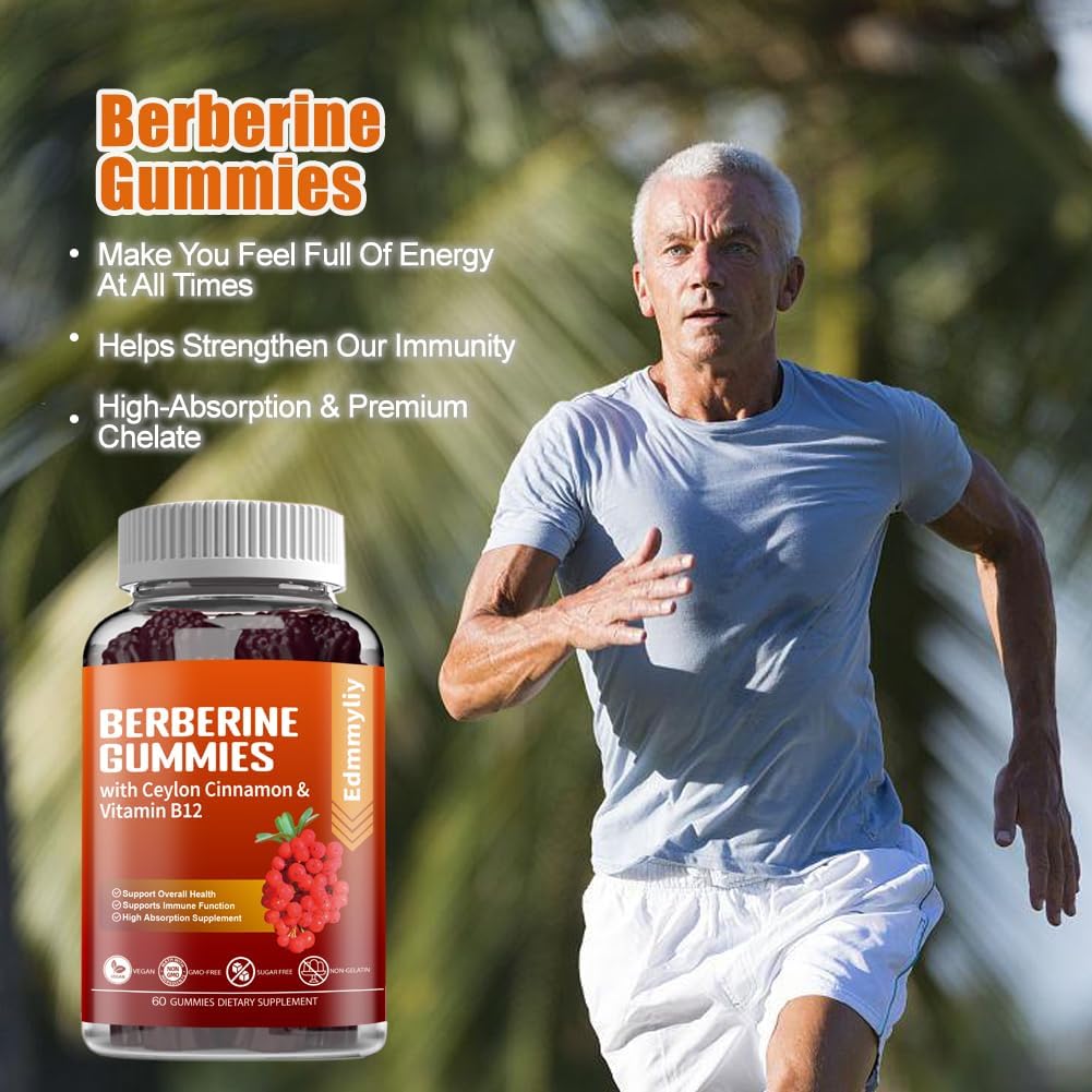Organic Berberine Gummies with Ceylon Cinnamon - 1500mg Sugar-Free Supplement for Immune Support, Metabolism, and Energy - Men & Women's Health