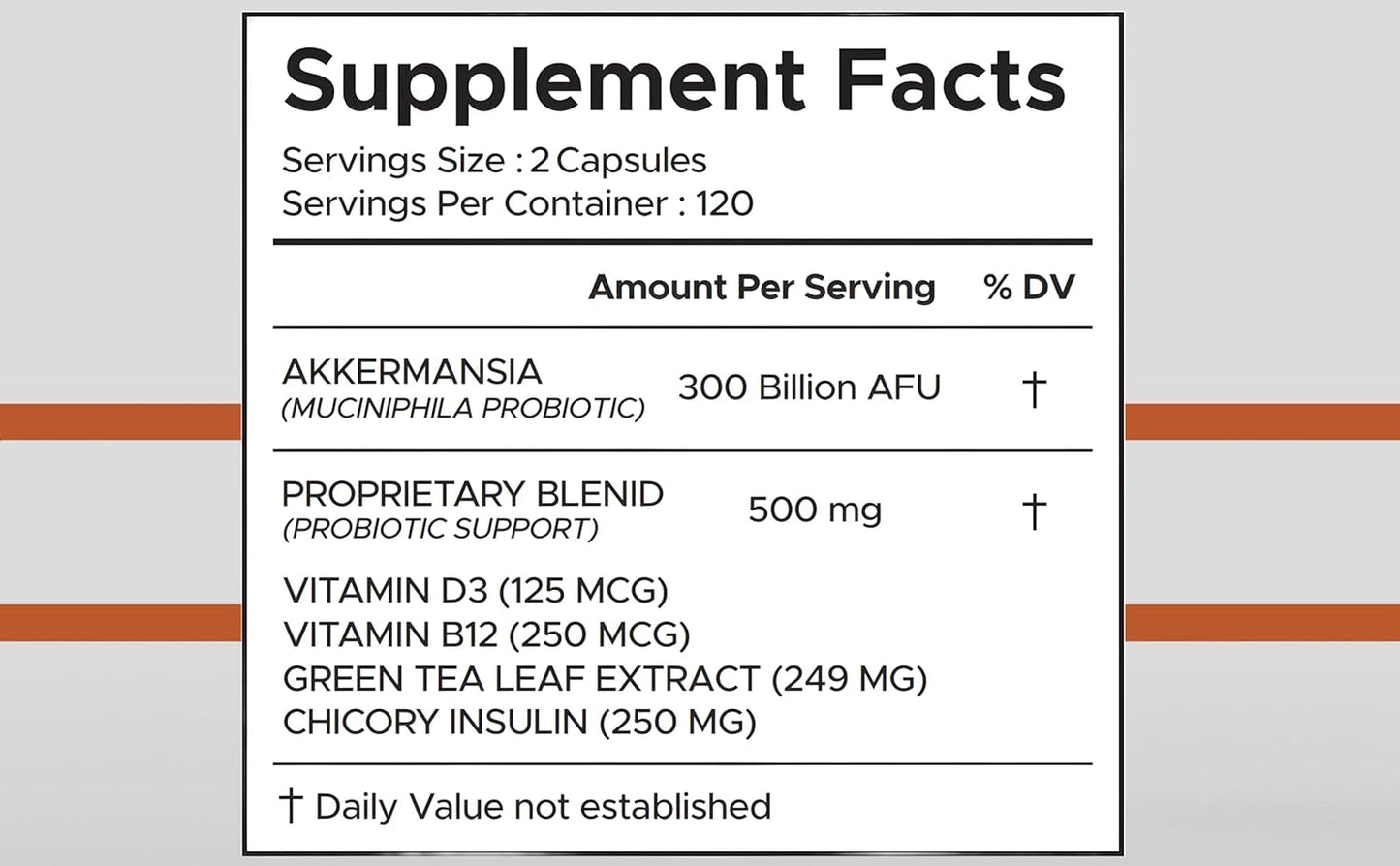 Organic Berry Extract Probiotic Caps - Gut Health & Metabolism Support - 300 Billion CFU Akkermansia Muciniphila - GLP-1 Booster - Men & Women - 120 Count