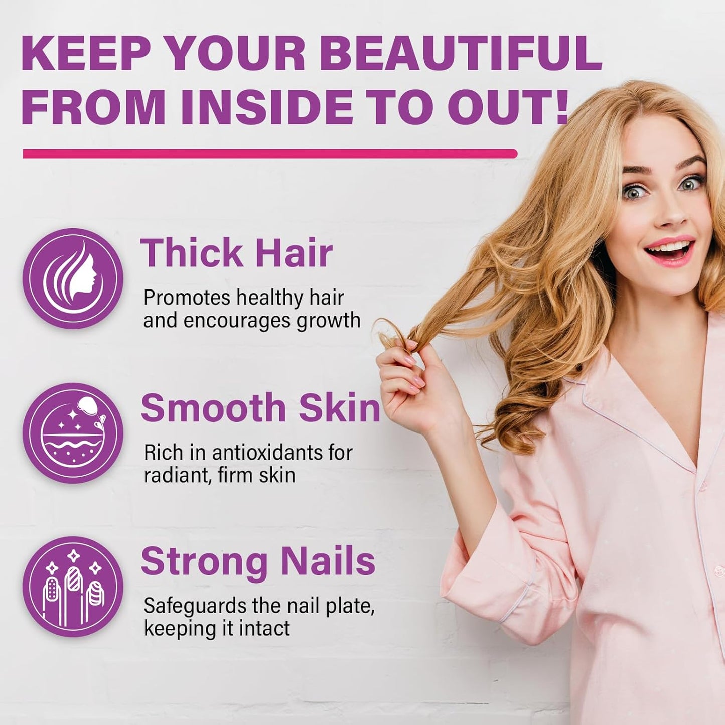 Organic Biotin Gummies with Collagen, Keratin, Folic Acid & Vitamins for Hair Growth, Skin & Nails, 8-in-1 Formula for Women & Men, 120 Count