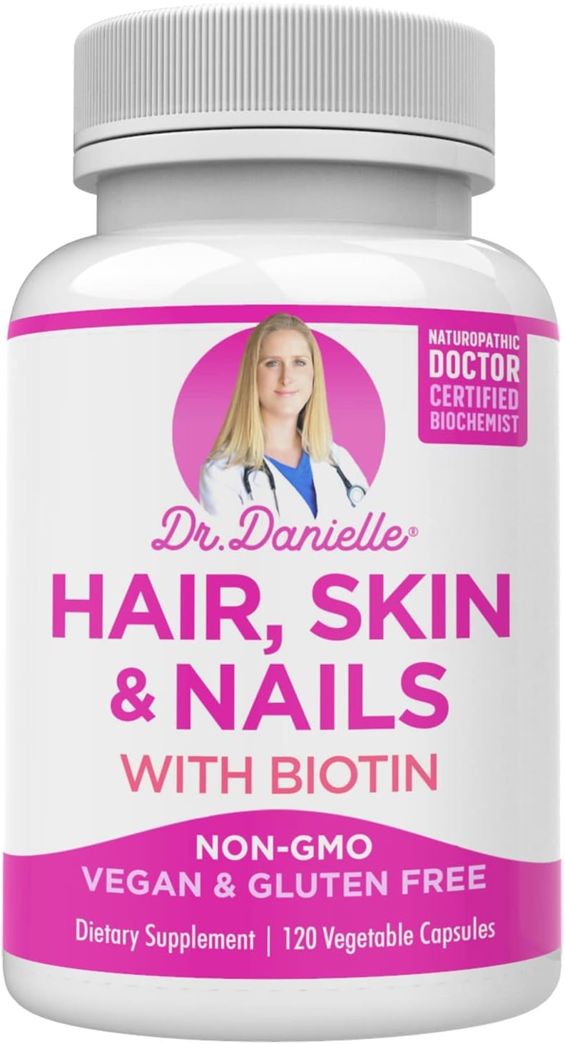 Organic Biotin Supplement for Hair, Skin, and Nails - Doctor Danielle Formula with Coconut Water and Rice Phytoceramides