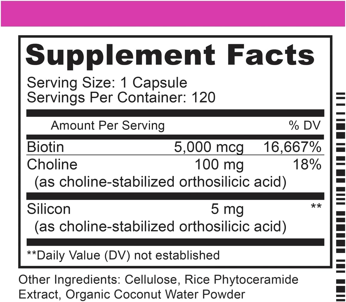 Organic Biotin Supplement for Hair, Skin, and Nails - Doctor Danielle Formula with Coconut Water and Rice Phytoceramides