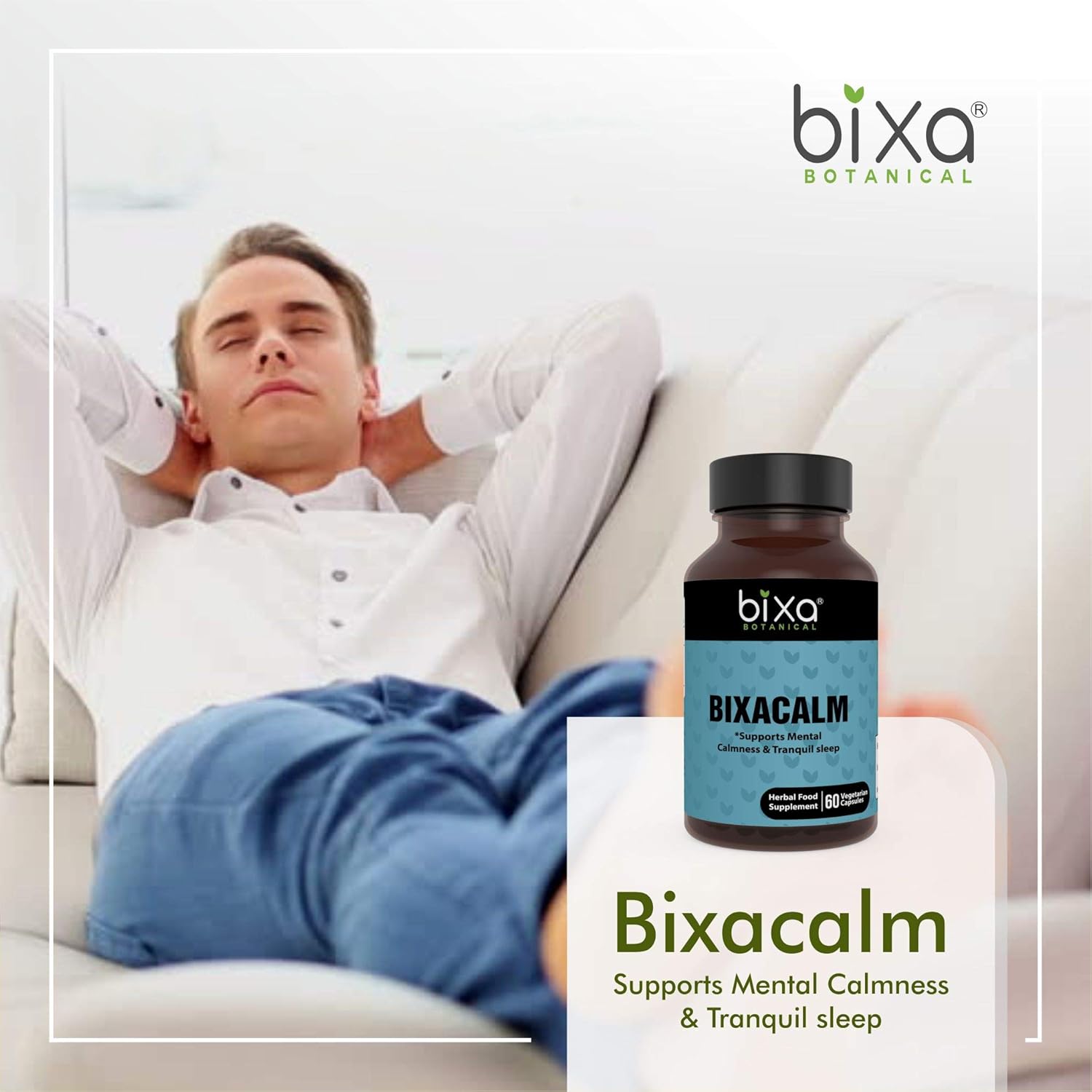 Organic Bixacalm Capsules with Ashwagandha & Valerian Extracts for Better Sleep - 60 Veg Capsules