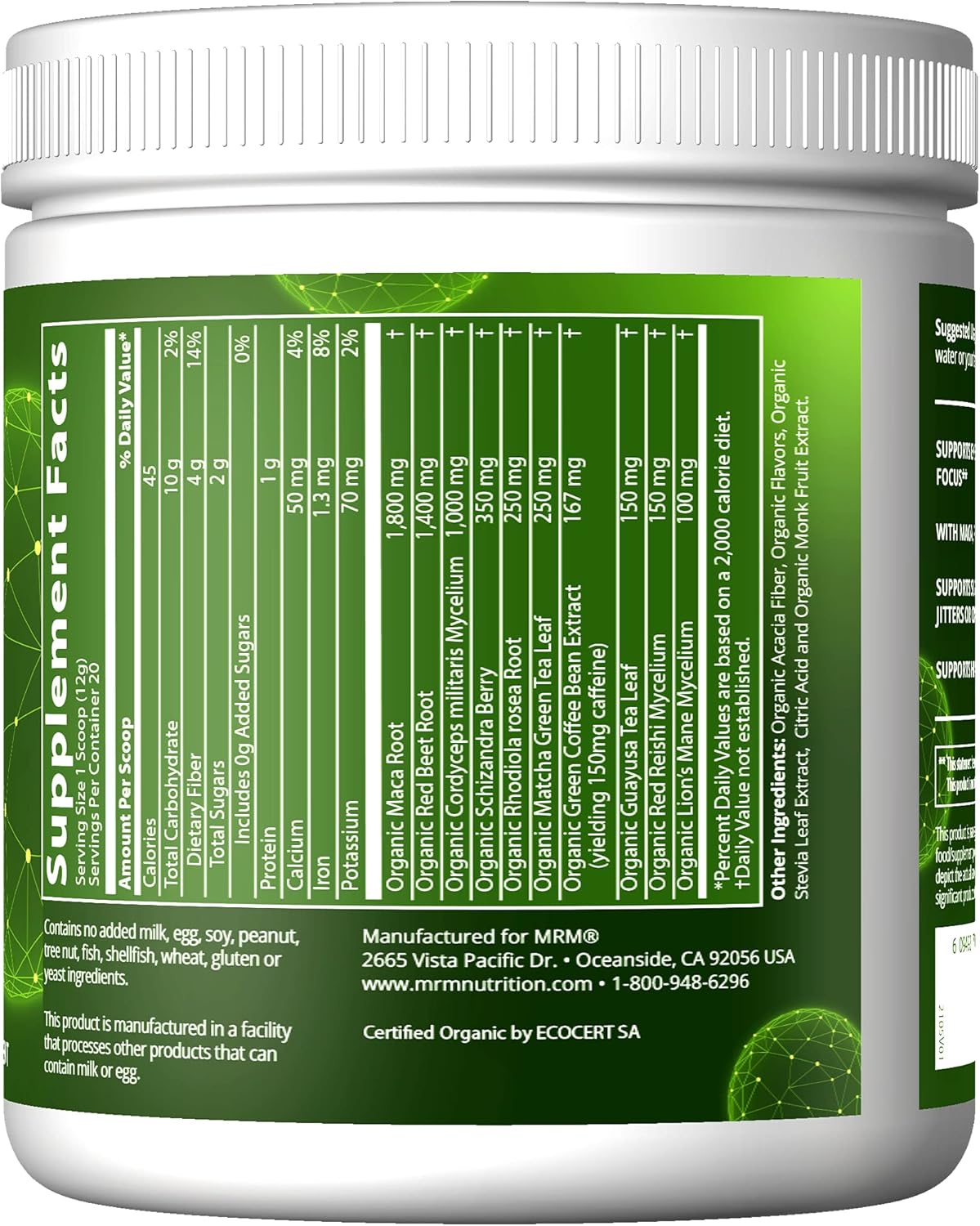 Organic Black Cherry Pre-Workout Powder with Superfoods, Natural Caffeine, and Adaptogens for Clean Energy and Focus - Vegan and Non-GMO - 20 Servings