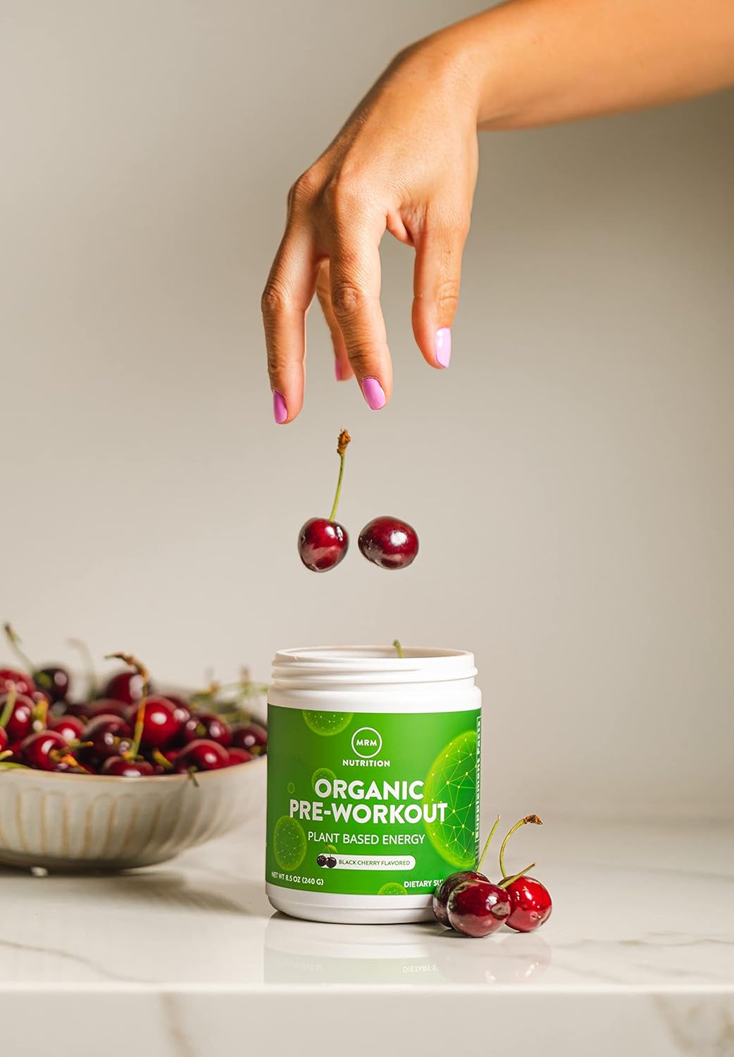 Organic Black Cherry Pre-Workout Powder with Superfoods, Natural Caffeine, and Adaptogens for Clean Energy and Focus - Vegan and Non-GMO - 20 Servings