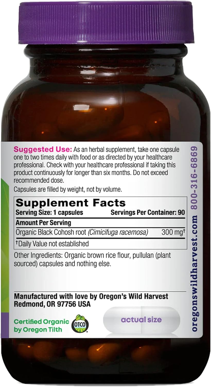 Organic Black Cohosh Herbal Supplement by Oregon's Wild Harvest - 90 Capsules