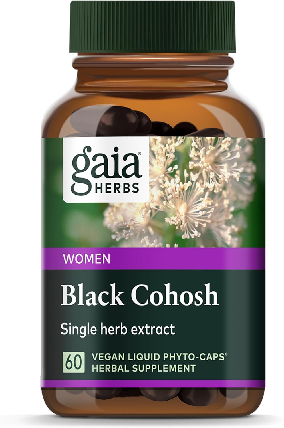 Organic Black Cohosh Menopause Support Supplement - Hormone Balance for Women - 60 Vegan Capsules