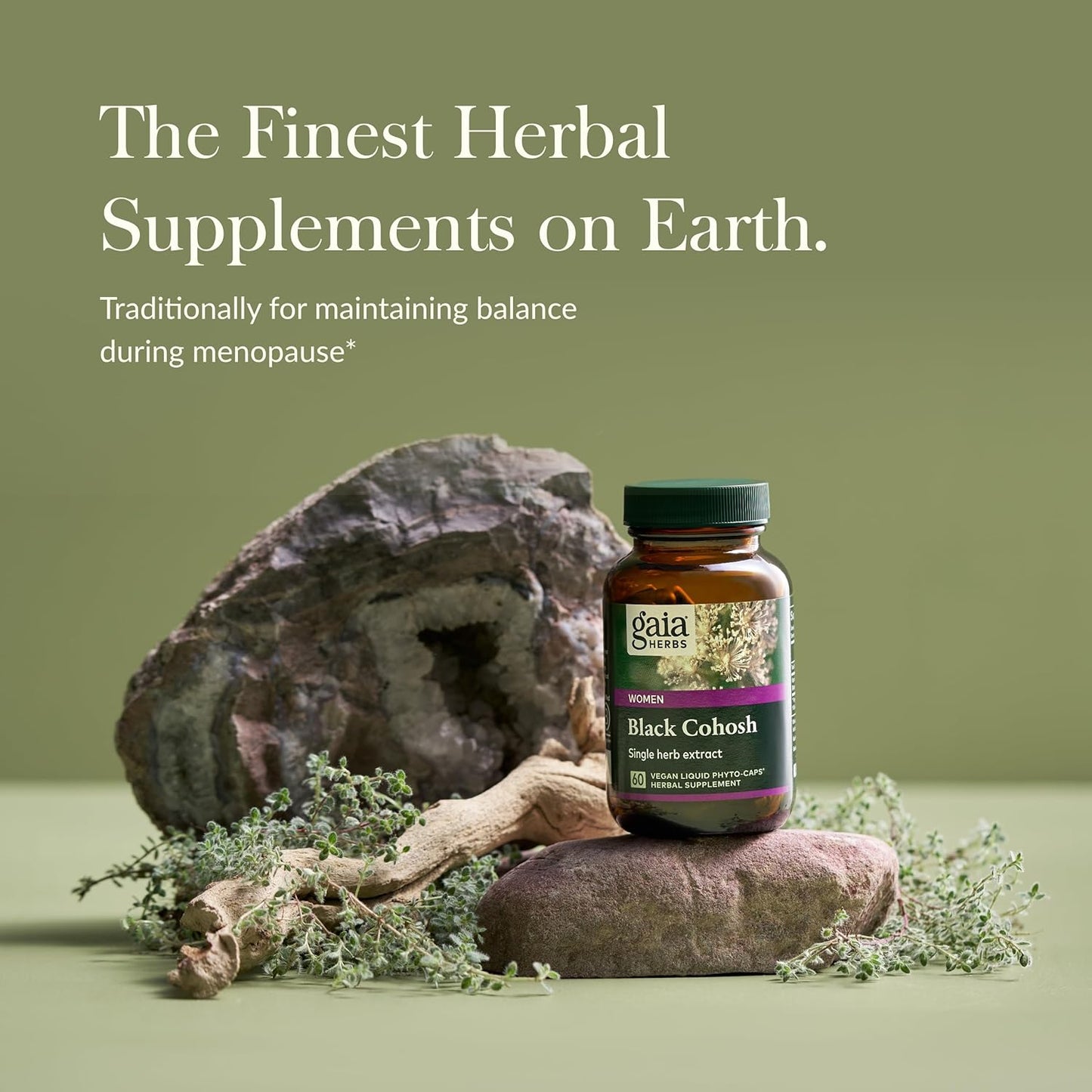 Organic Black Cohosh Menopause Support Supplement - Hormone Balance for Women - 60 Vegan Capsules