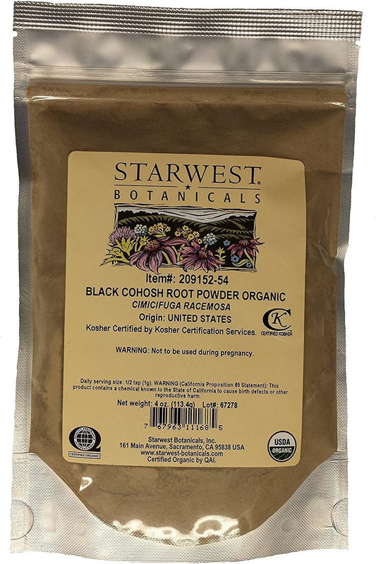 Organic Black Cohosh Root Powder - 4 Ounce by Starwest Botanicals