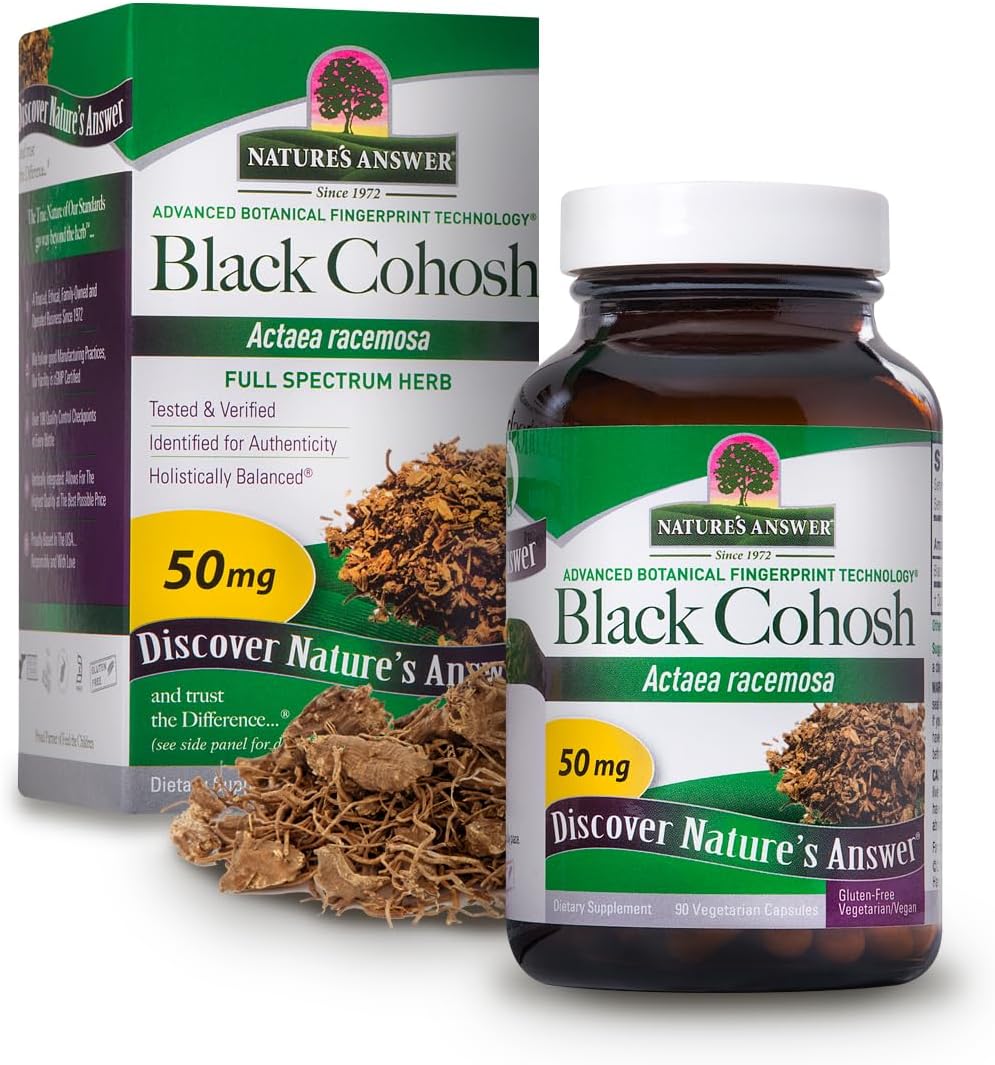 Organic Black Cohosh Root Powder Capsules - 90 Vegetarian Capsules for Menopausal Support, Hot Flash Relief, and Fertility Boost