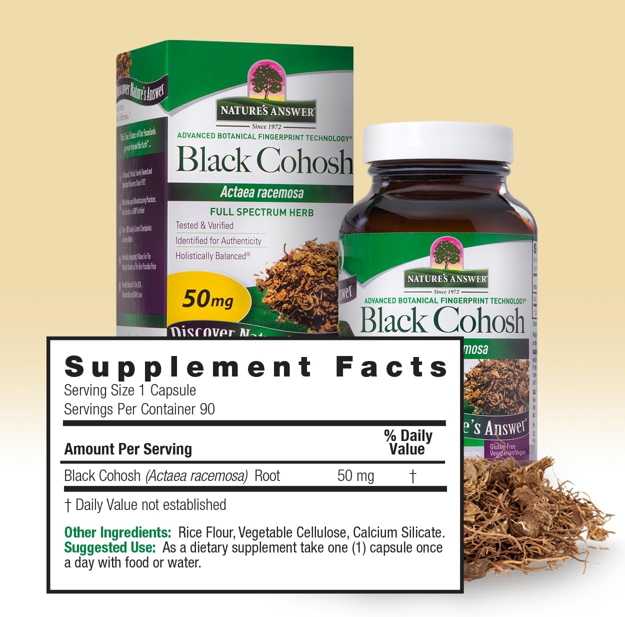 Organic Black Cohosh Root Powder Capsules - 90 Vegetarian Capsules for Menopausal Support, Hot Flash Relief, and Fertility Boost