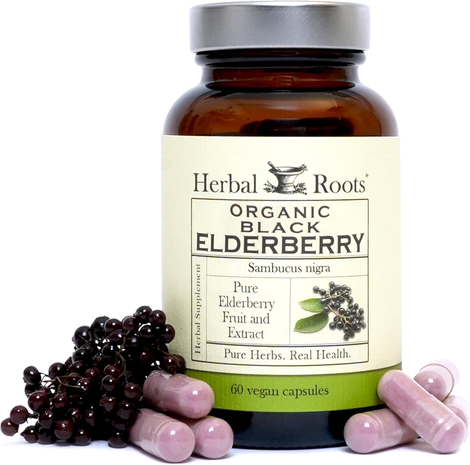 Organic Black Elderberry Capsules | Max Strength | Vegan | Made with Organic Sambucus | 60 Capsules