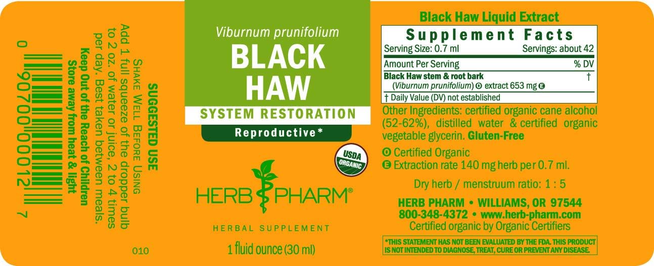 Organic Black Haw Liquid Extract by Herb Pharm - 1 Ounce Bottle