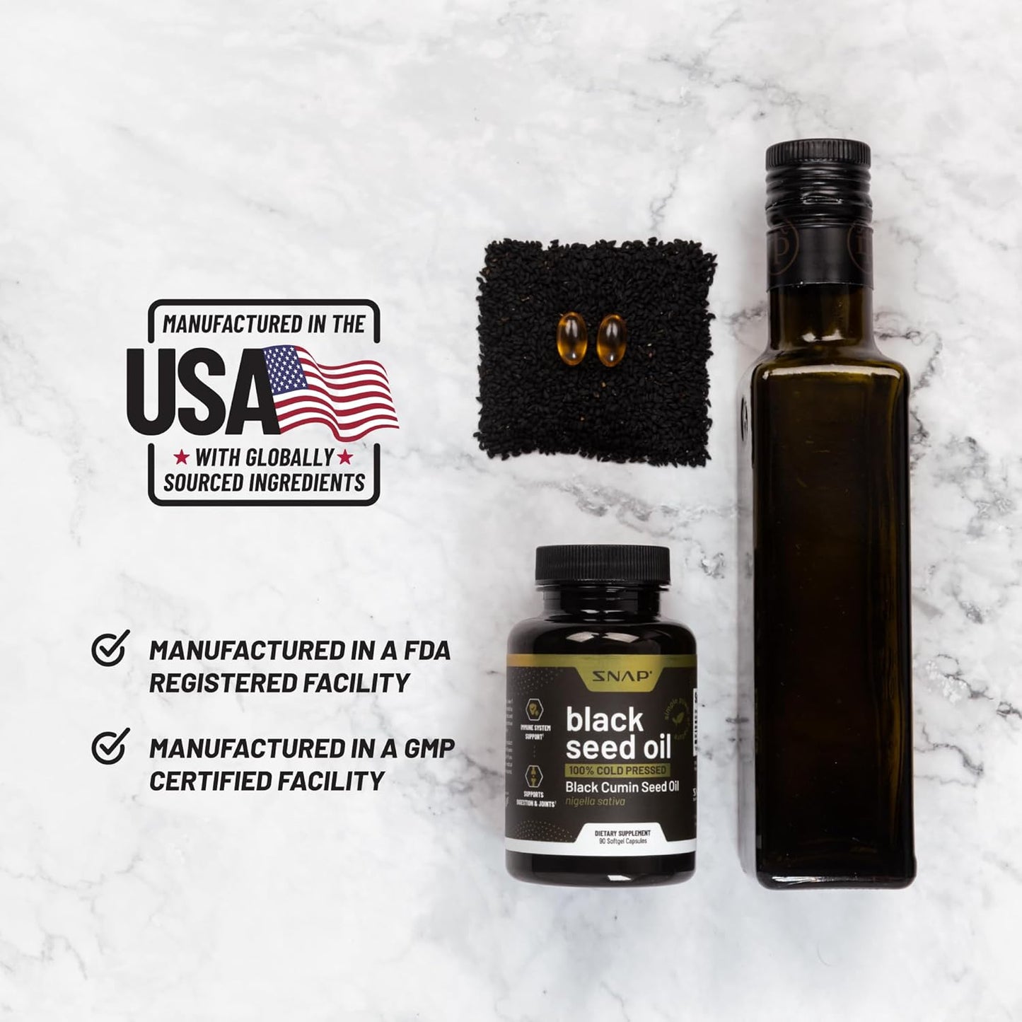 Organic Black Seed Oil Capsules - Cold Pressed for Immune Support, Detox, Inflammation Relief, Skin, Hair & Joint Health - High Potency Nigella Sativa Supplement (90 Softgels)