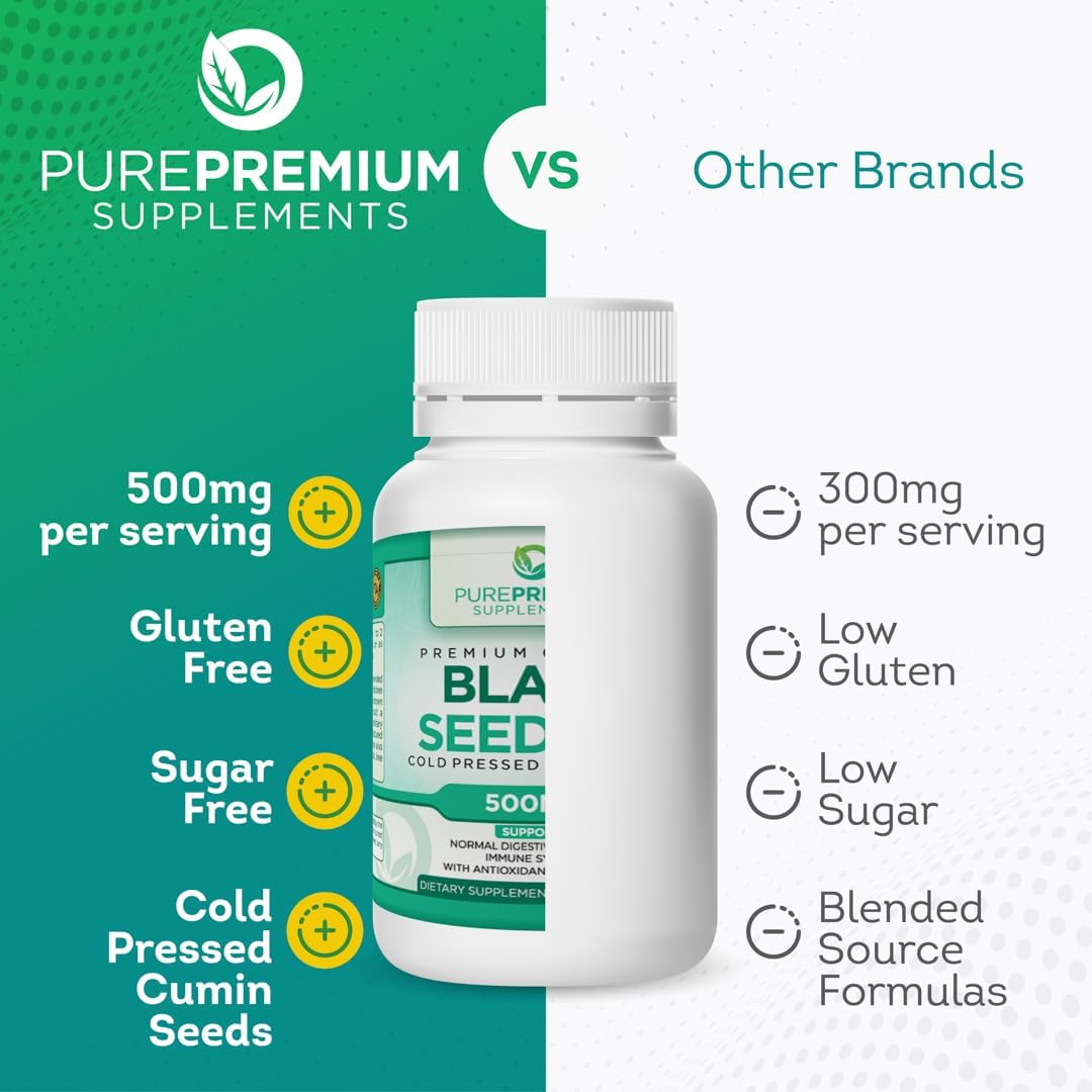 Organic Black Seed Oil Capsules - Cold Pressed Nigella Sativa Supplement for Hair & Skin - 500mg - 90ct - 3 Month Supply for Men and Women