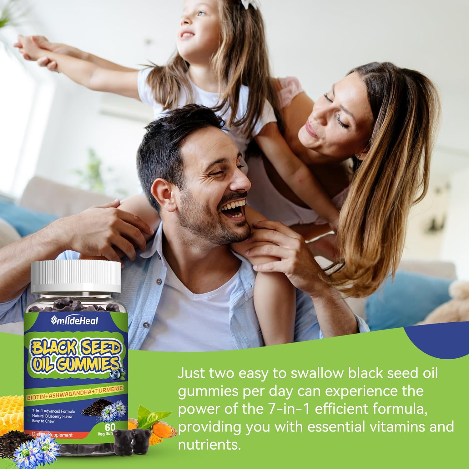 Organic Black Seed Oil Gummies with Honey - Vegan Chewable Supplement, 500mg, 60 Gummies