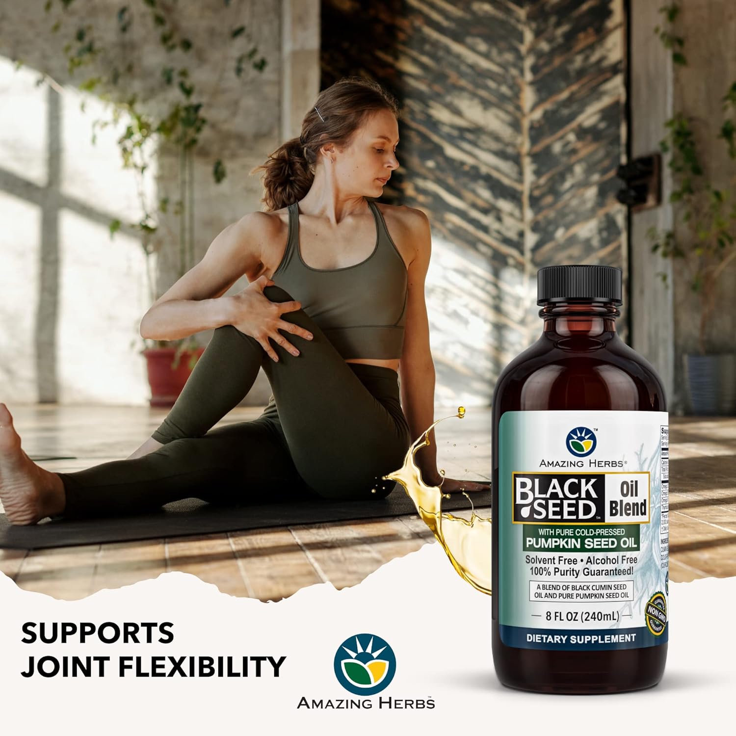 Organic Black Seed & Pumpkin Seed Oil Blend - Cold-Pressed, Gluten-Free, Omega 3, 6, 9 - Immune Support & Digestive Health - 8oz