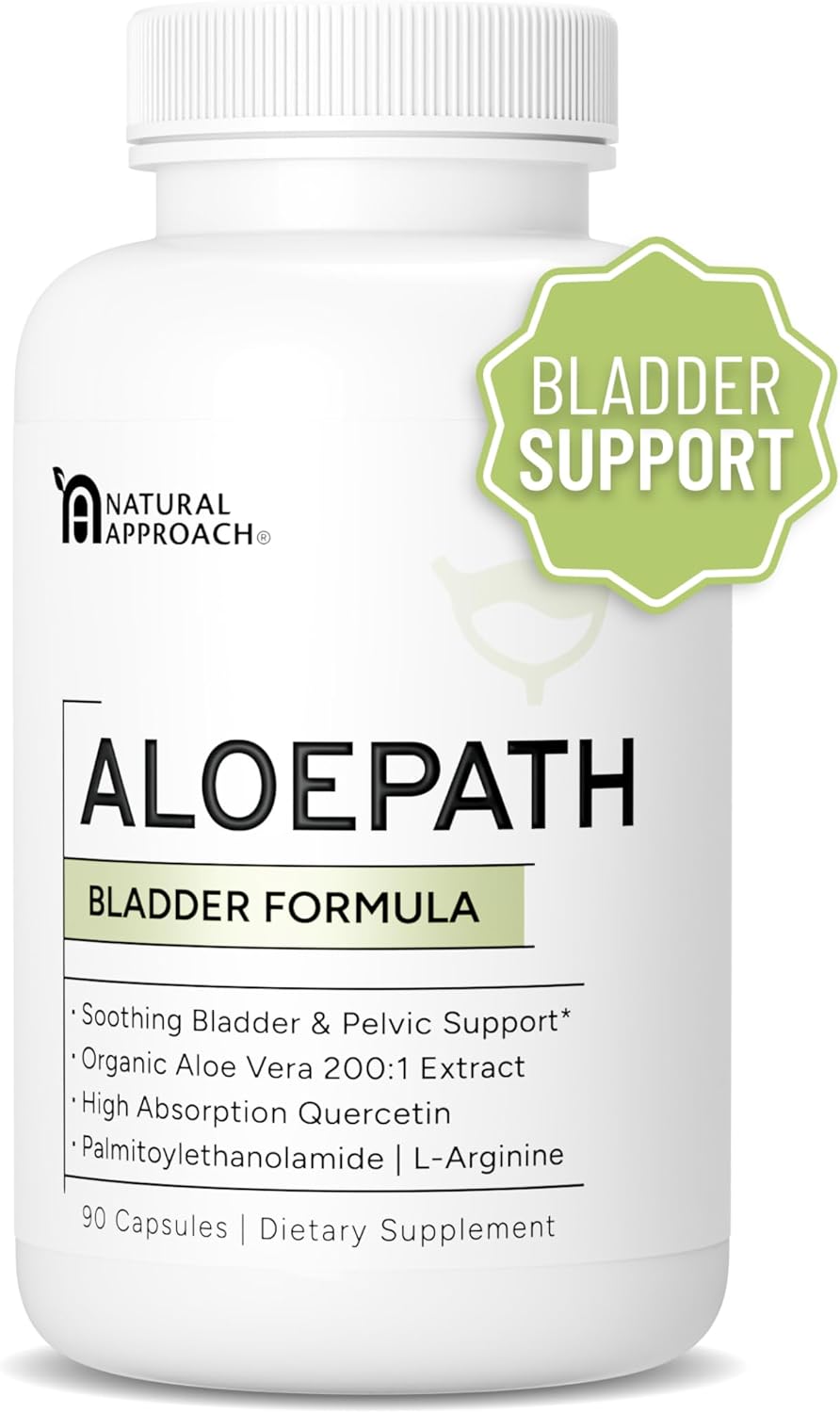 Organic Bladder Health Supplement with Aloe Vera Extract, Quercetin & L-Arginine - 90 Capsules - USA Made Premium Aloe Pills