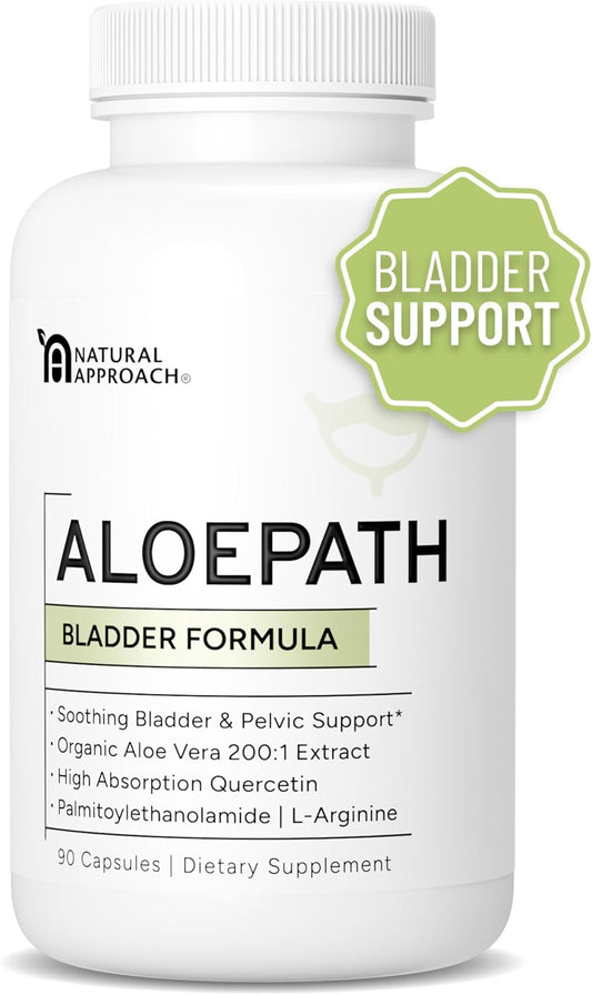 Organic Bladder Health Supplement with Aloe Vera Extract, Quercetin & L-Arginine - 90 Capsules - USA Made Premium Aloe Pills