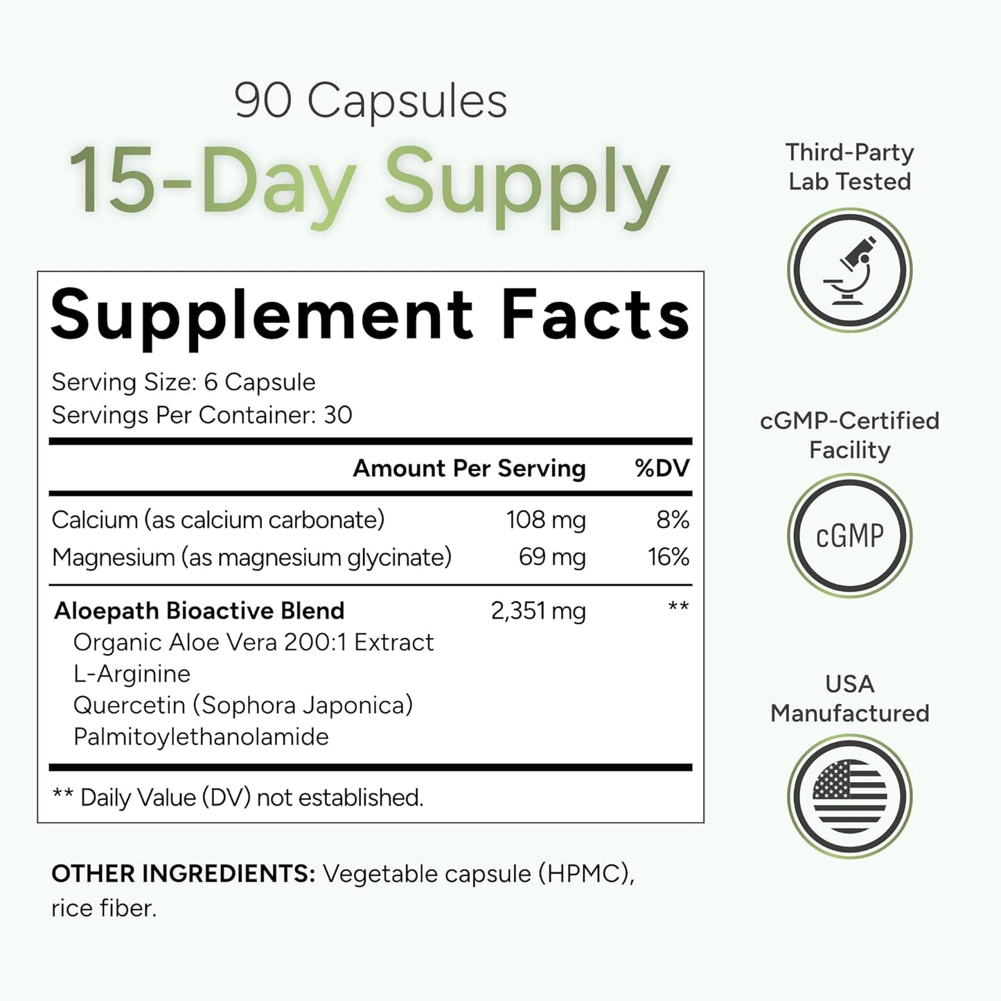 Organic Bladder Health Supplement with Aloe Vera Extract, Quercetin & L-Arginine - 90 Capsules - USA Made Premium Aloe Pills