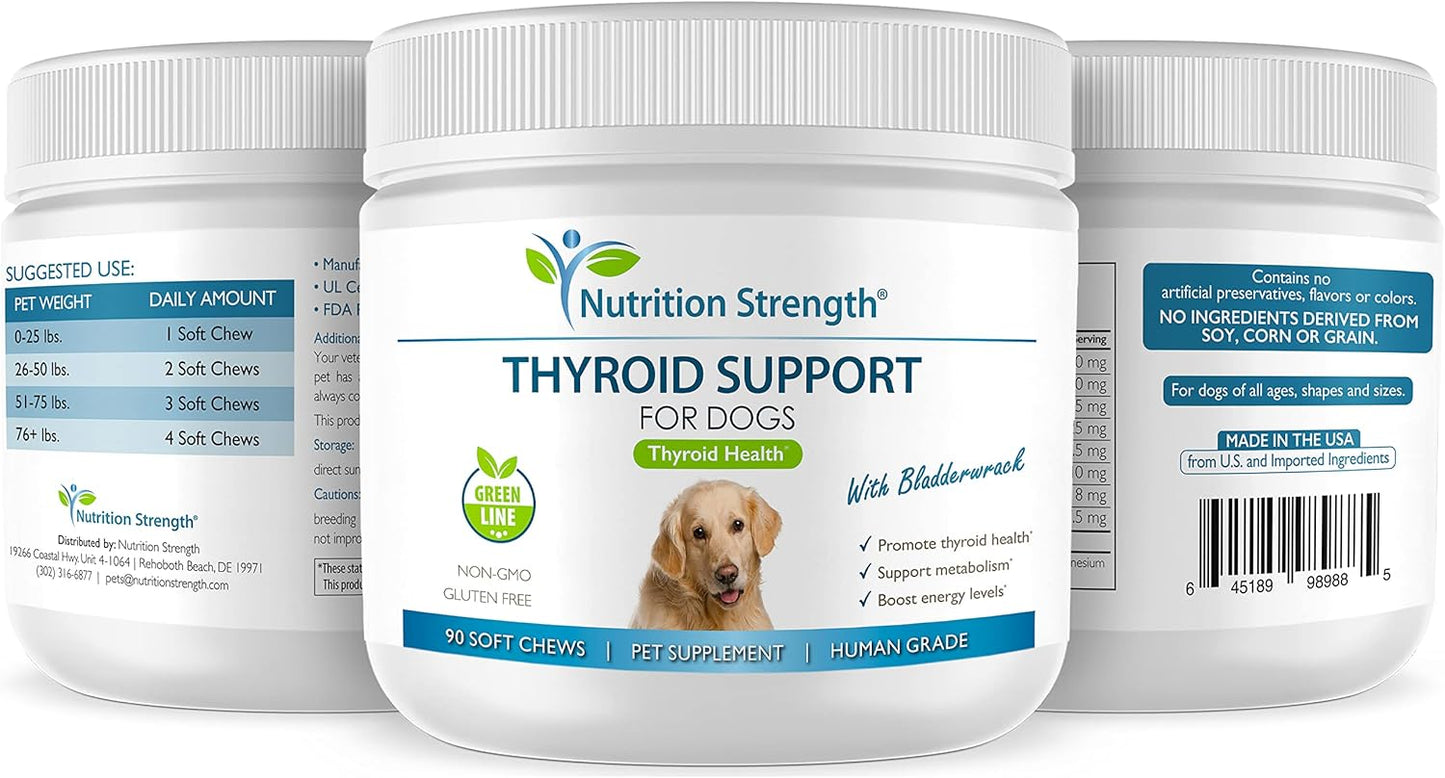 Organic Bladderwrack Thyroid Support Soft Chews for Dogs - Promotes Endocrine & Enzyme Function, 90 Count