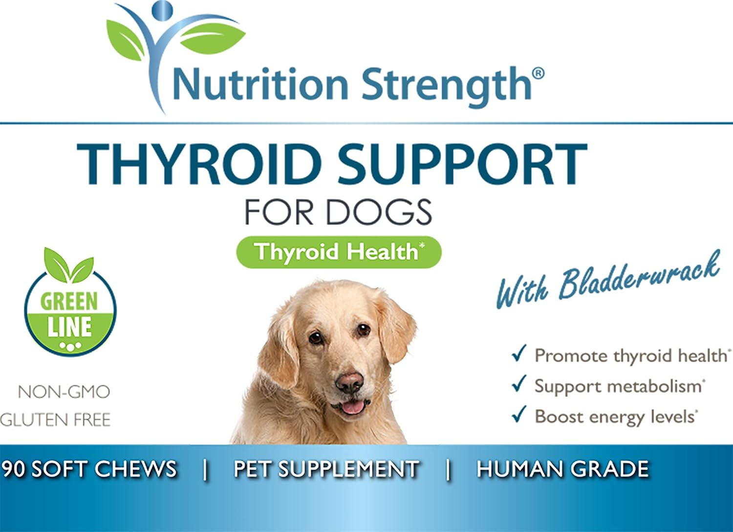Organic Bladderwrack Thyroid Support Soft Chews for Dogs - Promotes Endocrine & Enzyme Function, 90 Count