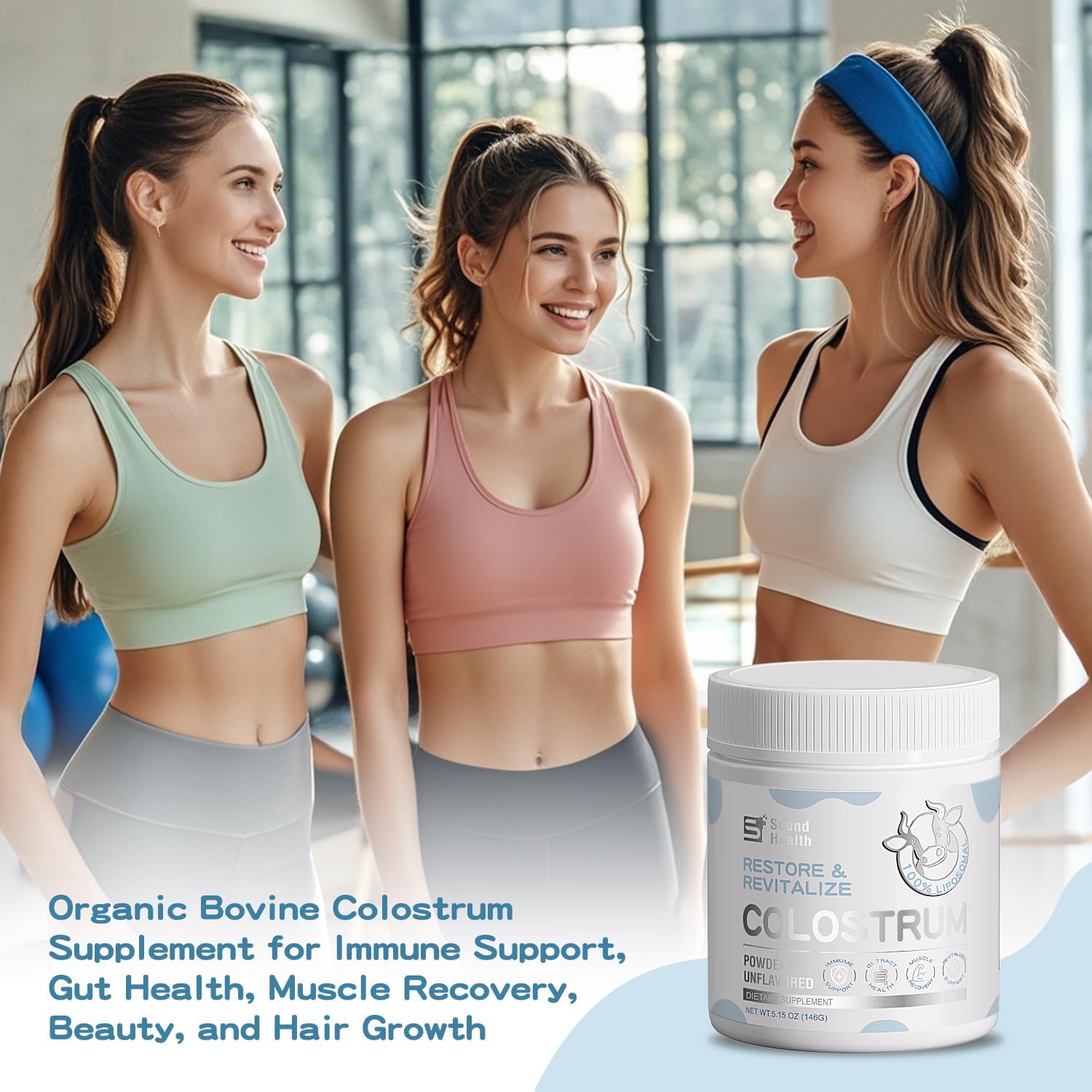 Organic Bovine Colostrum Powder Supplement for Gut Health & Immune Support - Unflavored (73 Servings)