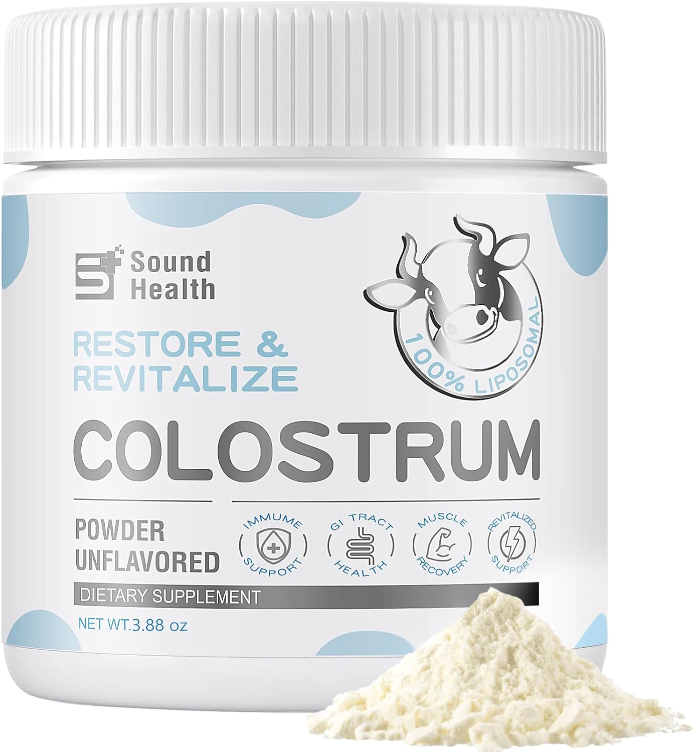 Organic Bovine Colostrum Supplement Powder - Promotes Gut Health, Immune Support, and Beauty - Unflavored - 73 Servings