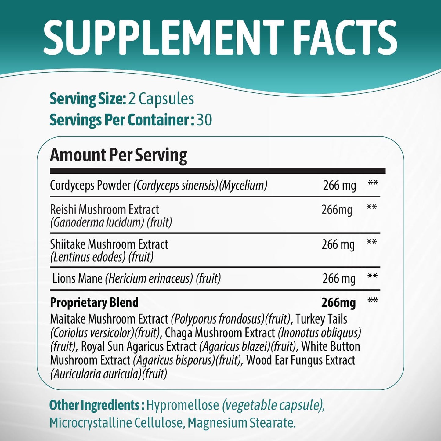 Organic Brain Boosting Mushroom Supplement with 10 Varieties, 1330mg Capsules, Made in USA - Lions Mane, Reishi, Cordyceps, and More