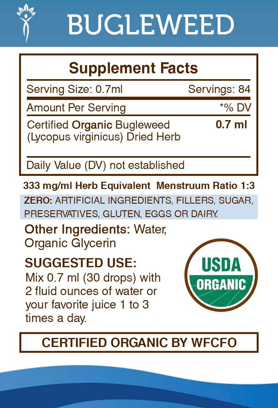 Organic Bugleweed and Motherwort Liquid Extract Bundle - Alcohol-Free Tinctures - 100% USDA Certified - 4 fl oz Total