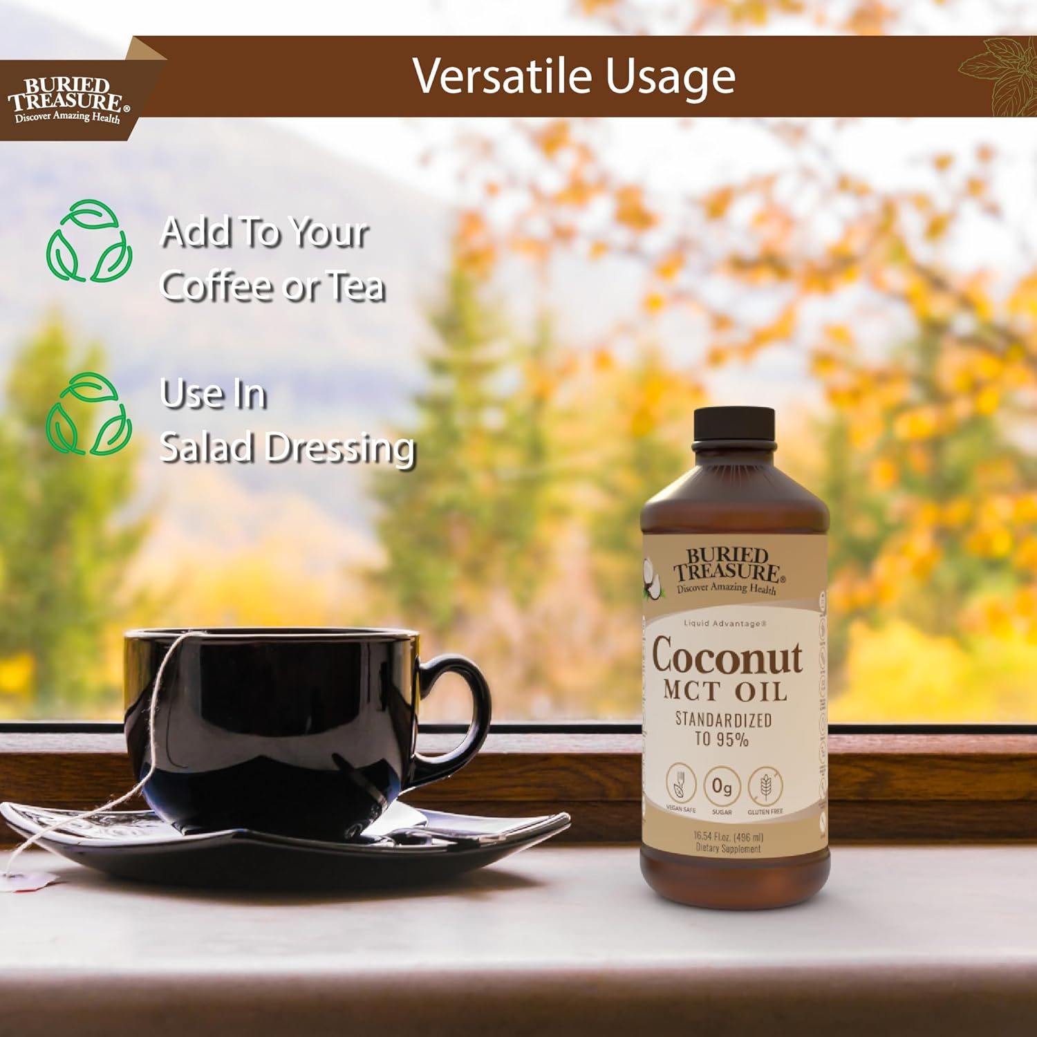 Organic Buried Treasure MCT Coconut Oil - 16.54 Fl Oz - Pure & Natural - Cold Pressed - Keto Friendly