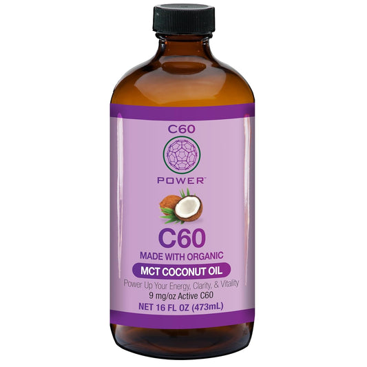 Organic C60 Purple Power MCT Coconut Oil with 99.99% Pure Carbon Fullerenes - 16 oz