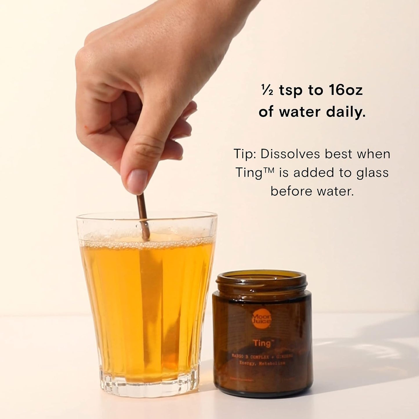 Organic Caffeine-Free Energy Supplement with Vitamin B Complex, Ginseng, Tulsi, and Guava - Moon Juice Ting Mango Jar - 25 Servings