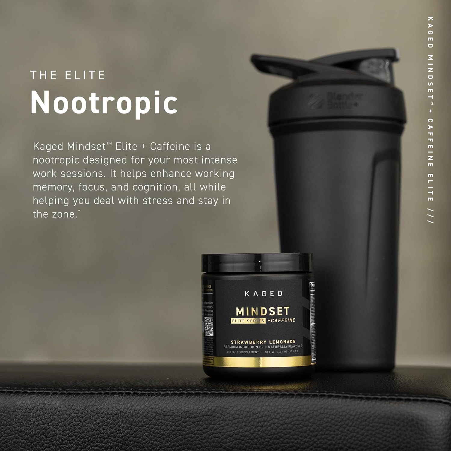 Organic Caffeine Nootropic Supplement for Focus, Energy, and Mood - Strawberry Lemonade, 30 Servings