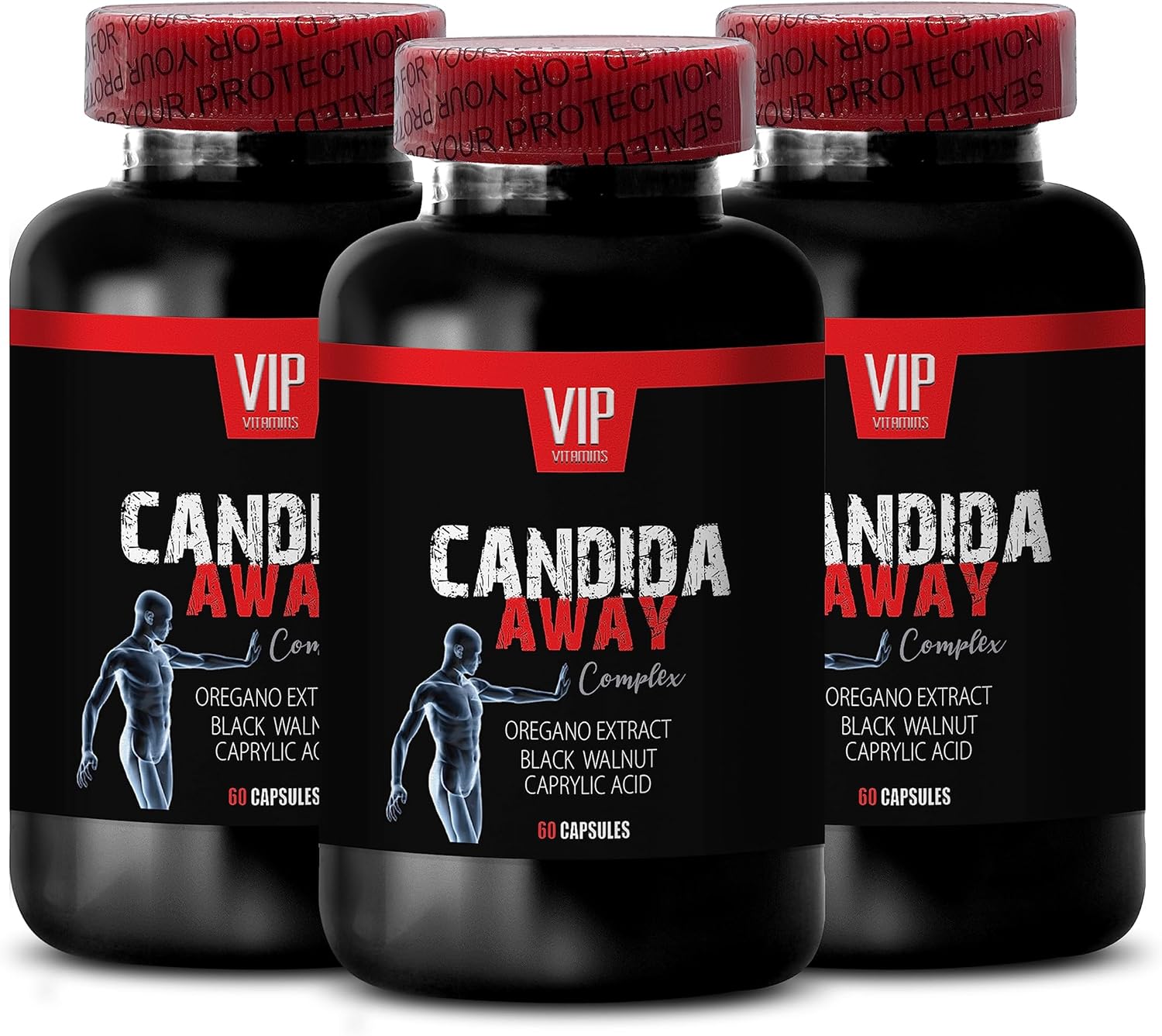 Organic Candida Away Complex with Black Walnut Extract, Aloe Vera, and Oregano Oil - Immune Booster - 180 Capsules