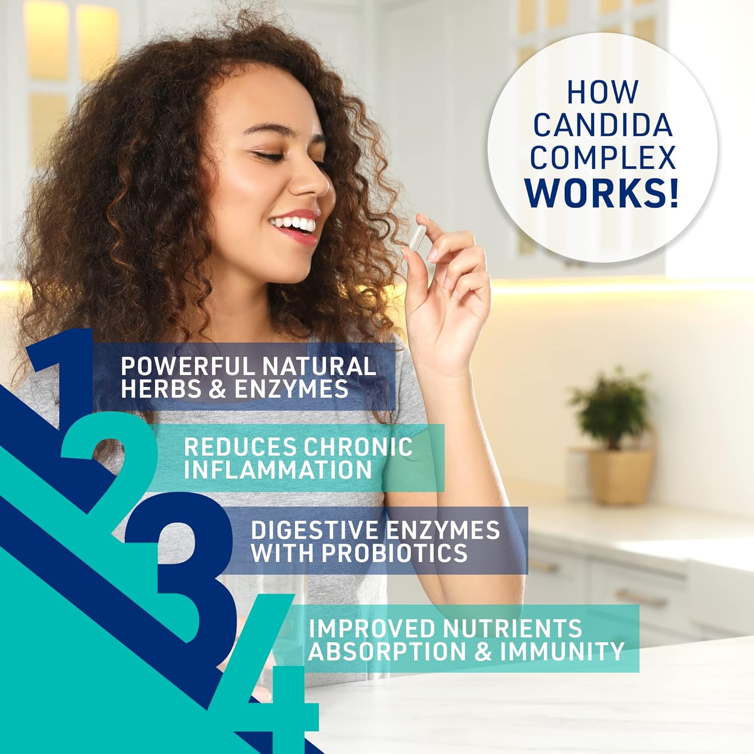 Organic Candida Cleanse Supplement with Oregano Oil, Digestive Enzymes, Probiotics, Caprylic Acid, Grape Seed Extract - 60 Capsules