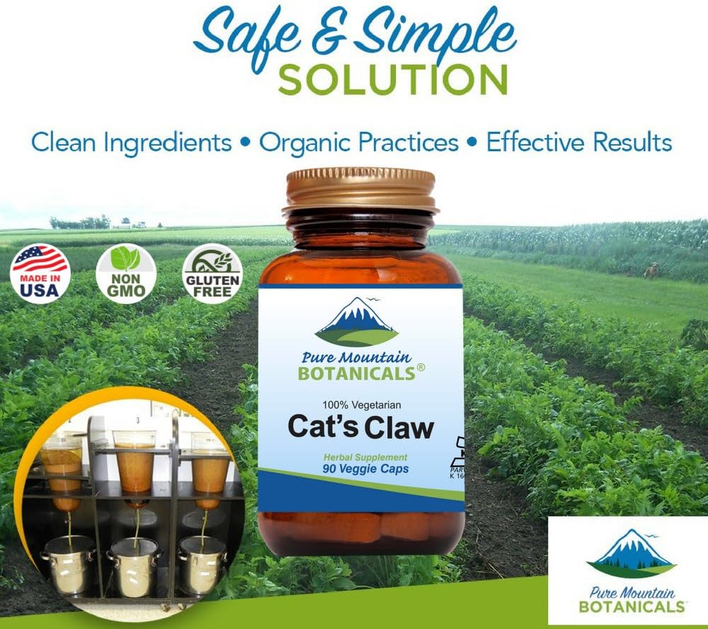 Organic Cat’s Claw Capsules - 90 Vegan Caps with 1000mg Peruvian Uncaria Tomentosa Supplement