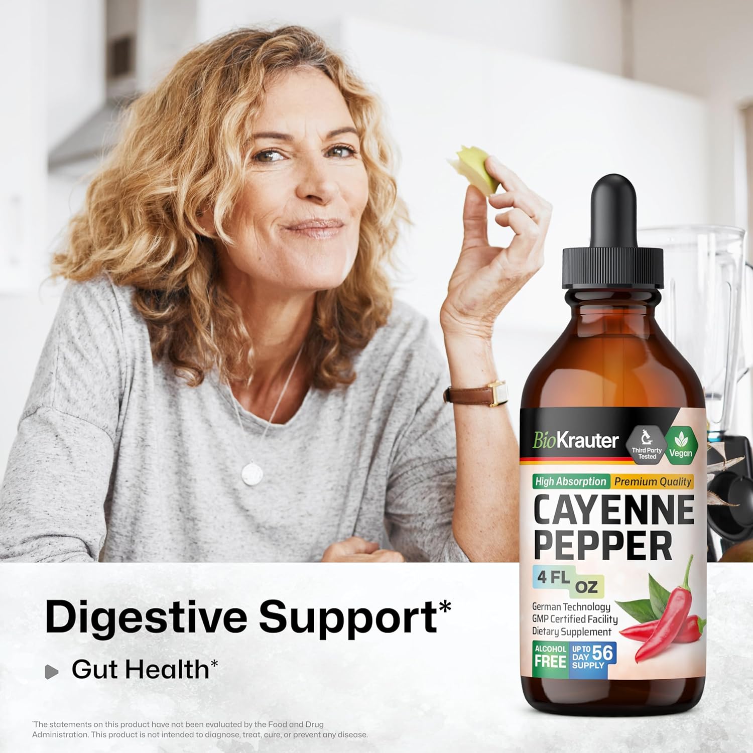 Organic Cayenne Pepper Extract Liquid Drops - Pure Capsaicin Supplement for Digestive Health - 4 Fl.Oz. Sugar & Alcohol Free